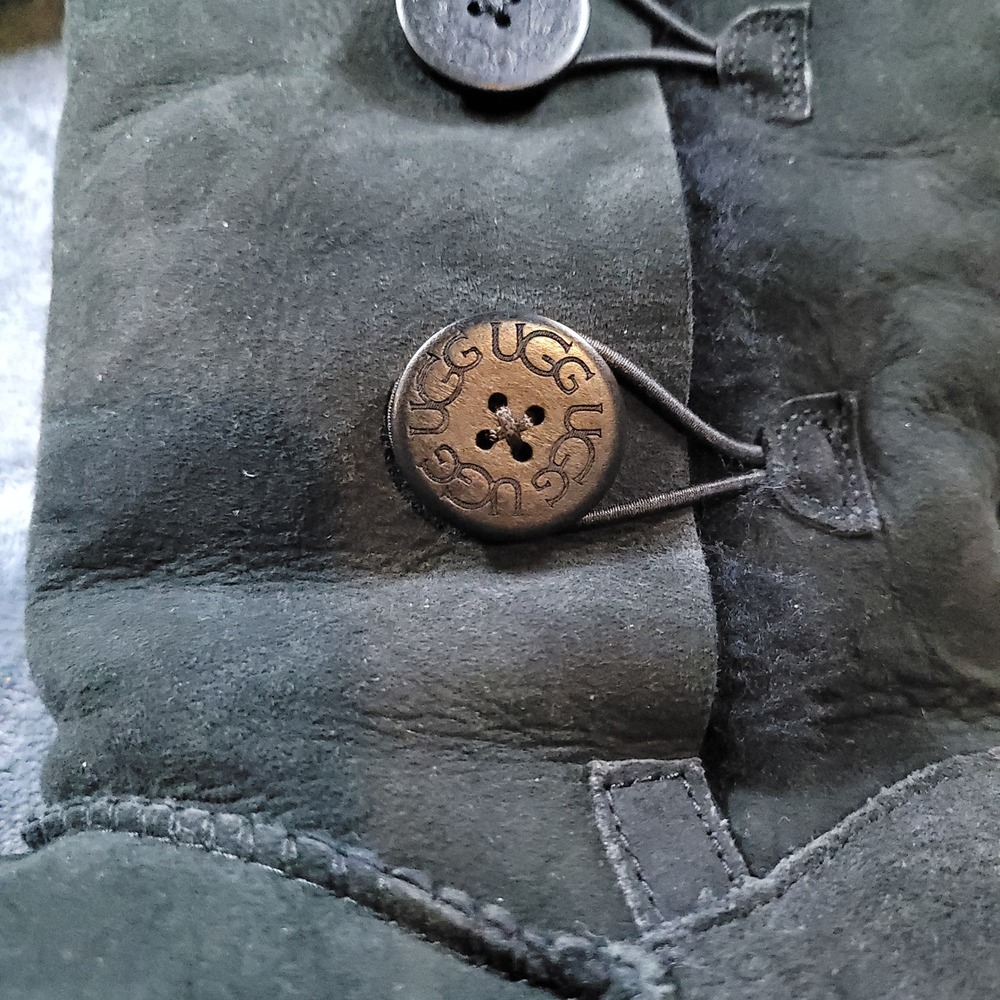 UGG Bailey Button Triplet II Black Suede Tall Boots Womens 11 1873 - Picture 6 of 9